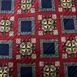 Robert Talbott Best Of Class 100% Silk Necktie Tie Red Squares Geometric Pattern